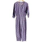 Rachel Comey  Holt Geometric Print Purple Blue Puff Sleeve Ankle Jumpsuit Size 4 Photo 3