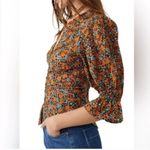 Free People Floral Navy Combo Button-Down I Found You Printed Top Size xs Photo 2
