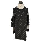 New Collection Dress Sz Medium Polka Dots Shimmer Ruffle Sleeve Mesh Futuristic Black Photo 1