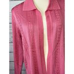 Exclusively Misook Cardigan Sweater Petite Large PL Pink‎ Cable Knit cableknit Pink Size undefined Photo 7