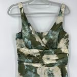 Vtg Y2K R&K Originals Babydoll Midi Dress 10 Cottage Floral Satin Ruched Flowy Green Photo 2