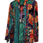 Carole Little Multicolor Vibrant Open Front Crinkle Y2K Hippie Cardigan Size 8 Photo 0