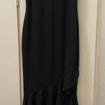 Olive Tree  Medium Black Sleeveless Plunge Neck Ruffle High Low Gown Dress Photo 0