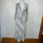 Reformation ‎ Jaz Python Snake Print Wrap Midi Dress Gray Size Small Photo 1