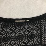 Charles Chang Lima Lace Fringe Embroidered Floral Long Sleeve Black Photo 3