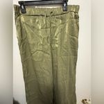 ZARA NWT  Green Gold Metallic Palazzo Wide Leg Pants Large Photo 1