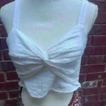 ZARA  Women's White Linen Blend Knotted Crossover Crop Lightweight Top Sz M Photo 0