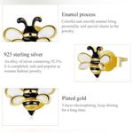 S925 Silver Bumble Bee Earrings NWT Black Photo 4