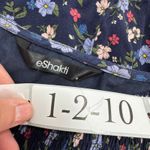 Eshakti Dress Womens Size 0 Blue Floral Smocked Bodice Bell Sleeve Midi Photo 2