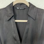ZARA  Woman’s Ruched Skirt Satin Effect Dress Black Size Small Photo 3