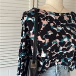 Rachel Roy Cold Shoulder Blue Pink Black Blouse Top Size M Photo 2