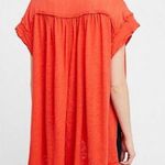 Free People | Aster High-Low Henley Orange Raw Edge Button Oversized | Small Photo 1