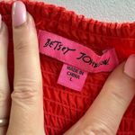 Betsey Johnson Maxi Dress Large Orange Palm Leaf Print Tropical Tiered Smocked Photo 6