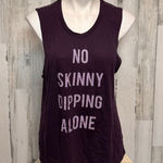 EXPRESS  “No Skinny Dipping Alone” Graphic Muscle Tank Top Purple Size L NWT Photo 0