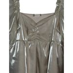 Altar'd State  Metallic Puff Sleeve Square Neck Babydoll Top Women Size Medium Photo 4