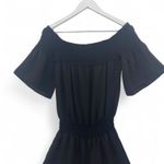 Patrizia Pepe Romper Women's S Smocked Neck & Waist Pom Pom Trim Silky Black Photo 3