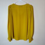 Loft  Long Sleeve‎ Ruffle Sleeve V-Neck Blouse Top Size Medium Mustard Yellow Photo 5
