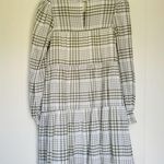 BY THE RIVER Plaid Cream Green Long Sleeve Dress Small Photo 4