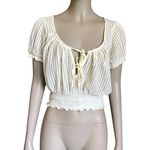 Urban Outfitters  White Sheer Short Sleeve Crop Top Photo 1