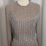 Oleg Cassini 80s 90s Vintage  Couture Formal Beaded Crêpe Dress Beige Size 6 Photo 15