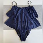 J.Crew Navy Blue Tiered Strapless or Spaghetti Strap One Piece Swimsuit Size 4 Photo 10