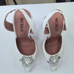 MICXKLZO Heel Women's Size 7.5 White Party Christmas Slingback Shoes Photo 7
