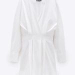 ZARA  White Coastal Preppy Poplin Wrap Mini Dress Small Photo 7
