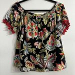 Entro  Boutique Floral Off-Shoulder Lace Top - Black and Red Women’s size Medium Photo 0