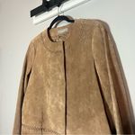Liz Claiborne Light Brown Suede Blazer Jacket Snap Button 12 Petite Photo 1