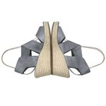 Eileen Fisher  Willow Wedge Cross Strap Espadrille Gray Metallic Leather Size 9 Photo 12