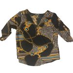 MPH Animal Print Black Chiffon Blouse Size 1X Photo 1