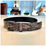 Source Unknown Women’s Python Camo-Styled Leather Belt. Green, Black. 33” x 1.5” Photo 7