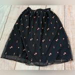 Loft Woman’s  Black Embroidered Floral Skirt Size 4 Bohemian Festival Office Photo 6
