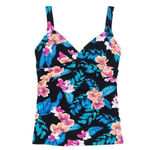 Lands' End Lands’ End Wrap Underwire Tankini Swimsuit Black Hibiscus Floral Plus Size 22W Photo 1