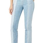 AG Adriano Goldschmied AG The Isabella Two Tone Light Wash Paneled Jeans High Waisted Ankle Crop sz 31 Photo 0