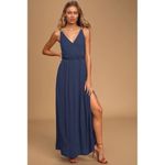 Lulus  Lost In Paradise Navy Blue Strappy Maxi Formal Dress S Photo 1