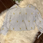 The Impeccable Pig  heathered grey/white striped crop top sz small Photo 0