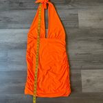 SheIn Neon Orange Halter Mini Dress Bodycon Ruched Bright Party Medium Photo 8