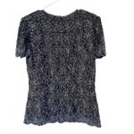 Papell Boutique  Evening Black Blue Beaded Floral Embroidered Silk Cocktail Top Photo 4