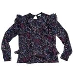Reiss  Faiza India Ruffle Pintuck Blouse in Fall Winter Floral Print | US 4 Photo 2