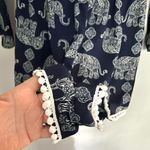 Jesse & J Navy Blue White Elephant Print Longsleeve Romper Jumpsuit Size M Size M Photo 5