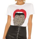 Lauren Moshi Edda X Leopard Tongue Graphic Tee T-Shirt White Cotton Photo 4