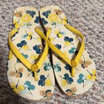 Tory Burch Floral Flip Flops Yellow Floral Slim Strap- Size 8 Photo 1
