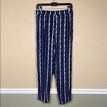 Angie  Women’s Boho Floral Print Navy Blue White Drawstring Pull On Pants Photo 5
