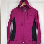 Reebok Zip-Up Hoodie Fitted Sweatshirt Running Sport Jacket Purple Black Size L Photo 12