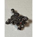 Vintage Two Silver Marcasite Frog Pins with Red Glass Eyes Photo 6