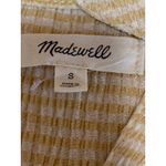 Madewell  Yellow White Striped Short Sleeve Crinkle Polo Shirt Crop Tee Top Sz S Photo 2