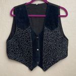 Vintage Leather Cowgirl Button Vest Embroidered Black Size L Photo 0