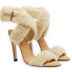 Good American Cream Sherpa Heels Faux Fur NEW Size 5.5 6.5 New Made in Spain Photo 0