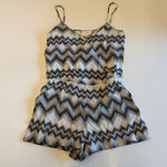 Parker  Harrison 100% Silk Chiffon Abstract Chevron Print Pattern Jumper Romper Photo 0